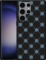 Cazy Hoesje Zwart geschikt voor Samsung Galaxy S23 Ultra Snowflake Pattern