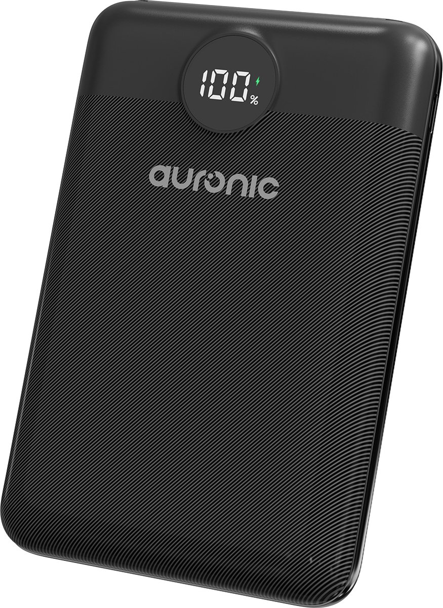 Auronic Powerbank - Snellader iPhone en Samsung - 20.000 mAh - 22.5W - 3 Oplaadpoorten - Snelladen via USB-A en USB-C - Zwart
