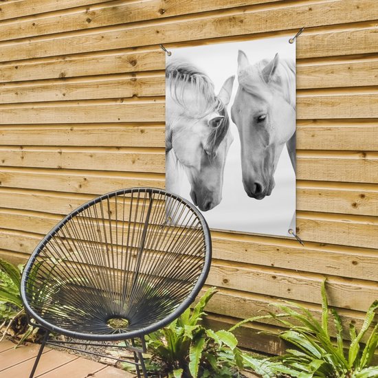 Tableau jardin Cheval - Animaux - Portrait - Wit - 60x80 cm - Affiche jardin - Toile jardin - Affiche extérieur