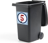 Autocollant de conteneur Numéro 5 - Un numéro 5 rouge dans un cercle blanc
