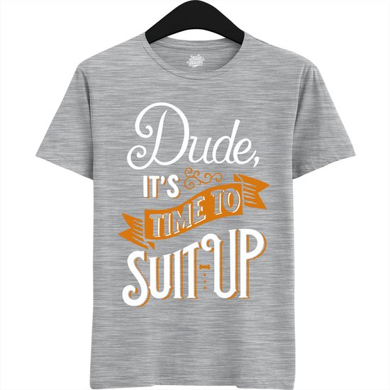 Dude Shuit Up | Vrijgezellenfeest Cadeau Man - Groom To Be Bachelor Party - Grappig Bruiloft En Bruidegom Bier Shirt - T-Shirt - Unisex - Heather Grey - Maat 4XL