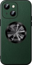 Sulada Soft case Microfiber leer en shockproof en lensbeschermer met magnetische ring voor de iPhone 14 Groen