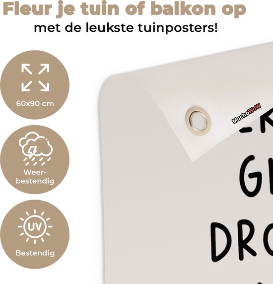 Affiche de jardin texte - Remember Dream Enjoy - Citations - Décoration de jardin Beige - Peinture de jardin extérieur - Décoration de clôture - Jardin - 60x90 cm - Toile de clôture - Toile de jardin - Décoration murale extérieur