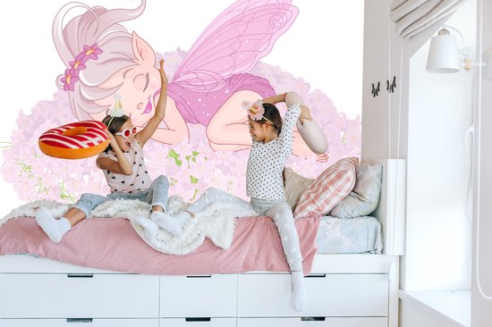 Papier peint photo Fée endormie sur des Fleurs - Papier peint non tissé - 312 x 219 cm