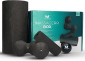 Massagerr® Box – Foamroller Set met Triggerpoint Bal & Duo Massagebal in Zwart – Massage Roller – Foam Roller – Fascia - Fitness - Massage Set – Incl. Stressbal