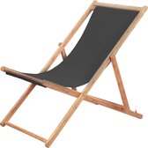 vidaXL-Strandstoel-inklapbaar-stof-en-houten-frame-grijs