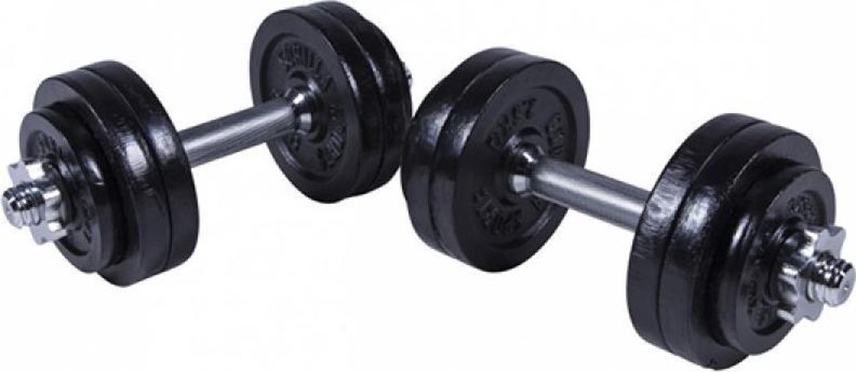 Dumbellset 30 kg gietijzer zwart