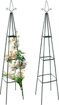 Plantensteun metaal - Set van 2 - Obelisk - 195 x 35 x 35 cm - Rankhulp voor klimplanten - Groen - Plantenklimrek voor klimrozen