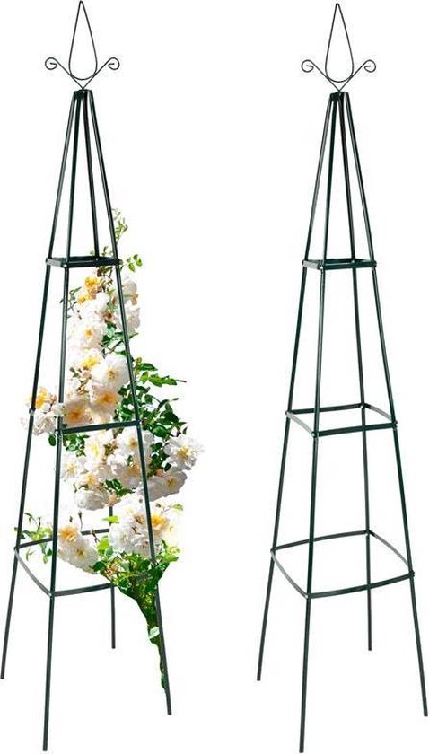 staan wedstrijd Gom Plantensteun metaal - Set van 2 - Obelisk - 195 x 35 x 35 cm - Rankhulp  voor... | bol.com