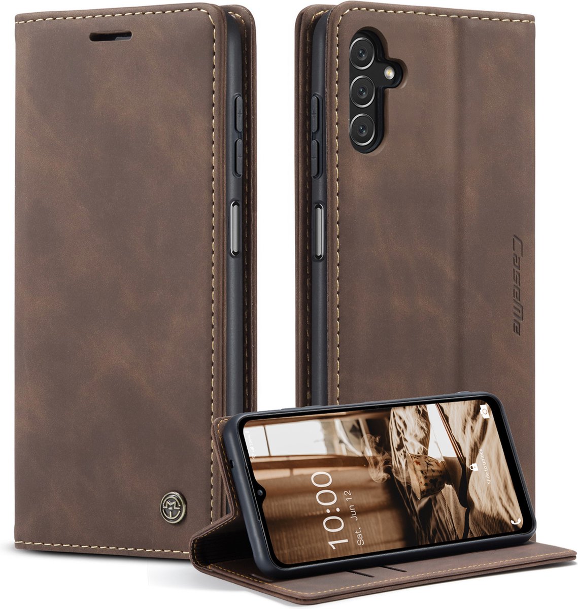 CASEME Geschikt voor Samsung Galaxy A14 4G/5G hoesje - Wallet Case - Coffee - Caseme