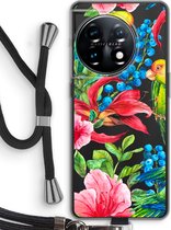 Case Company® - Hoesje met koord geschikt voor OnePlus 11 hoesje met Koord - Papegaaien - Telefoonhoesje met Zwart Koord - Bescherming aan alle Kanten en Over de Schermrand