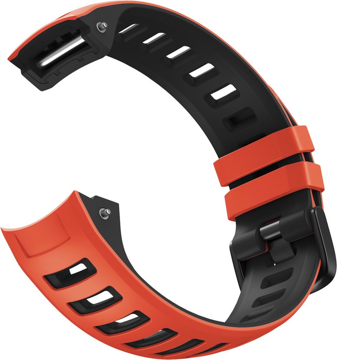 Siliconen bandje - geschikt voor Garmin Instinct / Instinct 2 - rood-zwart