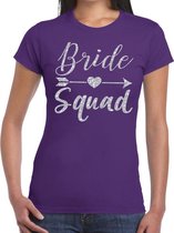 Bride Squad Cupido zilver glitter t-shirt paars dames M
