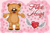 Fotobehang - Vlies Behang - Teddybeer en Hartje - Free Hugs - Kinderbehang - 368 x 280 cm