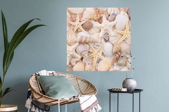 Stickers muraux - Film autocollant - Étoile de mer - Coquillages - Plage - Été - 80x80 cm - Film adhésif - Stickers muraux Chambre d'enfant - Papier peint autocollant