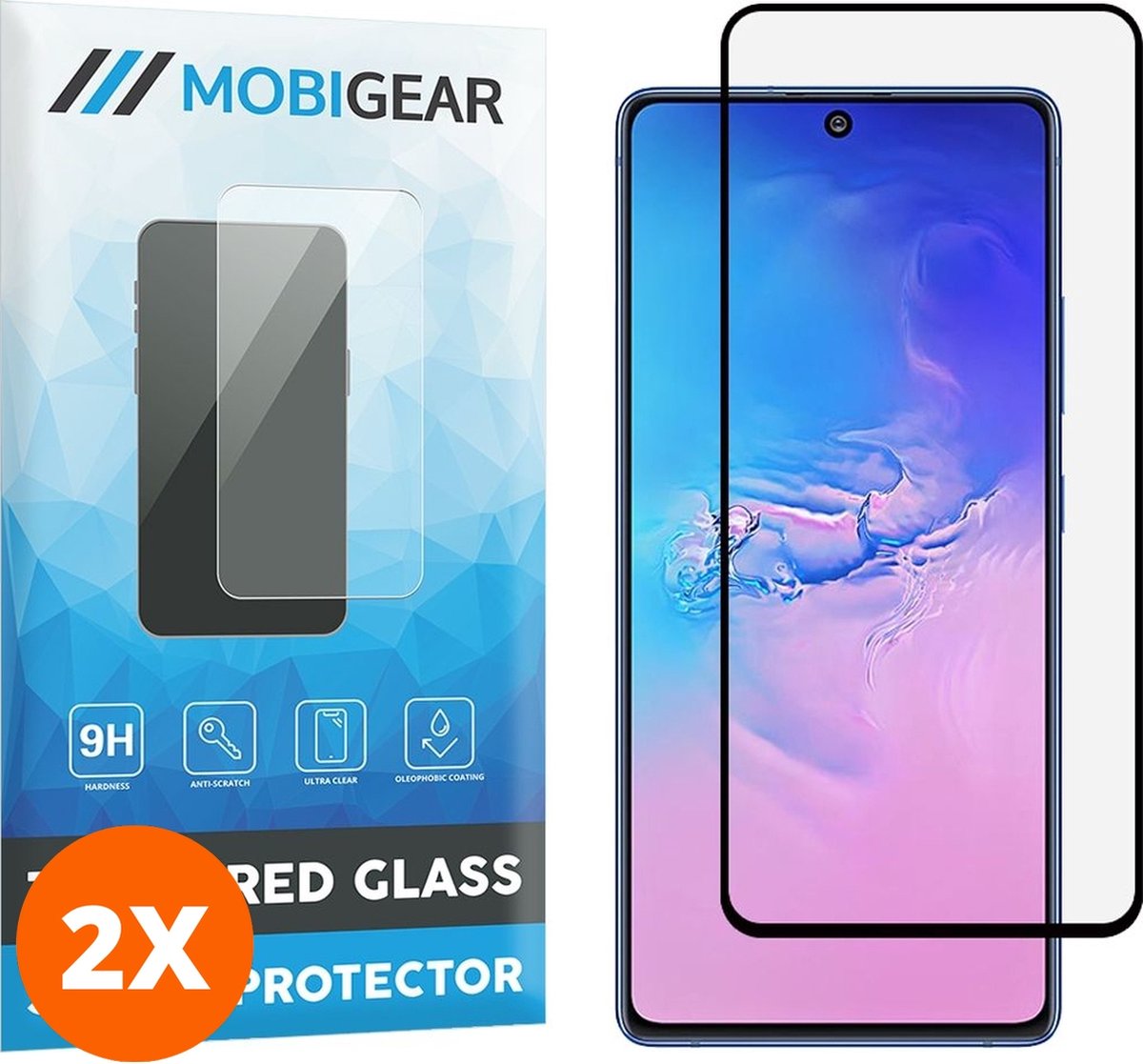 Mobigear Screenprotector geschikt voor Samsung Galaxy S10 Lite Glazen | Mobigear Curved Screenprotector - Case Friendly - Zwart (2-Pack)