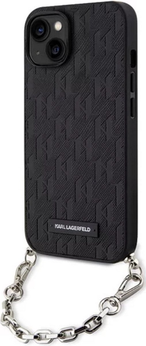 Karl Lagerfeld Saffiano Monogram Back Case - Geschikt voor Apple iPhone 14 (6.1") - Zwart