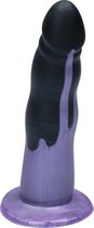 Ylva & Dite - Anteros - Realistische Siliconen dildo met zuignap - Voor mannen, vrouwen of samen - Handgemaakt in Holland - Black Grey / Luster Violet
