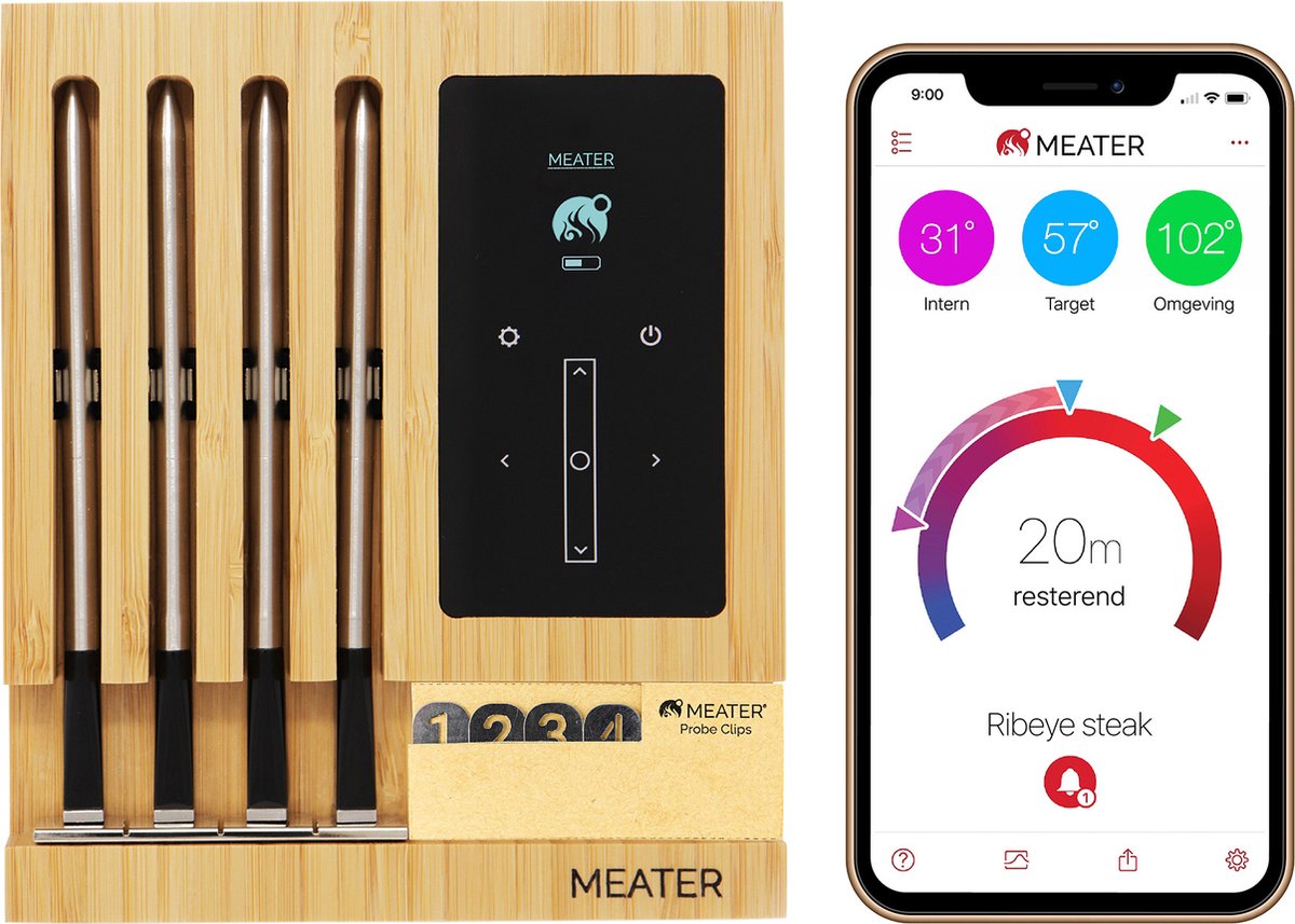 Meater Block 4 meters - vleesthermometer - keukenthermometer - bbqthermometer - draadloze thermometer - wireless