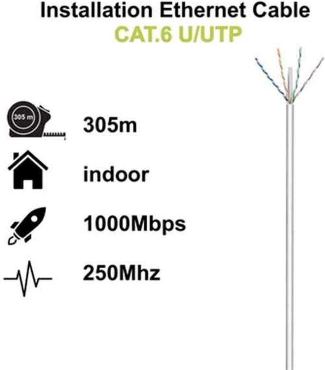 Stevige UTP-netwerkkabel categorie 6 Ewent (305 m)
