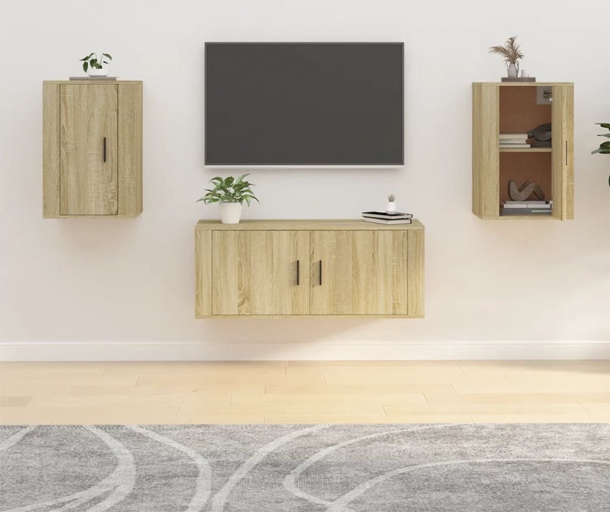 vidaXL Salontafel - TV Wandmeubel - Tv-wandmeubels 2 st 40x34,5x60 cm sonoma eikenkleurig - Houten Meubel - Sonoma Eiken - Bruine Tv Stand