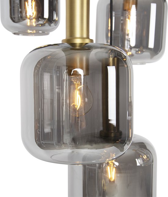 QAZQA zuzanna - Moderne Hanglamp voor boven de eettafel | in eetkamer - 5 lichts - Ø 66 cm - Zwart Goud - Woonkamer | Slaapkamer | Keuken - QAZQA