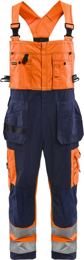 Blåkläder 2603-1860 Braces Pants High Vis Orange / Navy blue taille 62