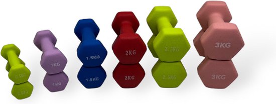 Padisport dumbellset 0,5 t/m 3 kg - gewichten set - gewichten set halters - dumbells set - Gewichten