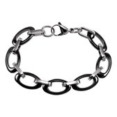 Bracelet Maillons Larges - Design Ovale - Céramique Zwart - Acier au Titane - Bracelet Femme