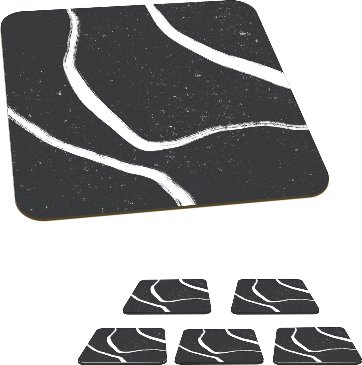Onderzetters voor glazen - Lijn - Minimalisme - Design - 10x10 cm - Glasonderzetters - 6 stuks