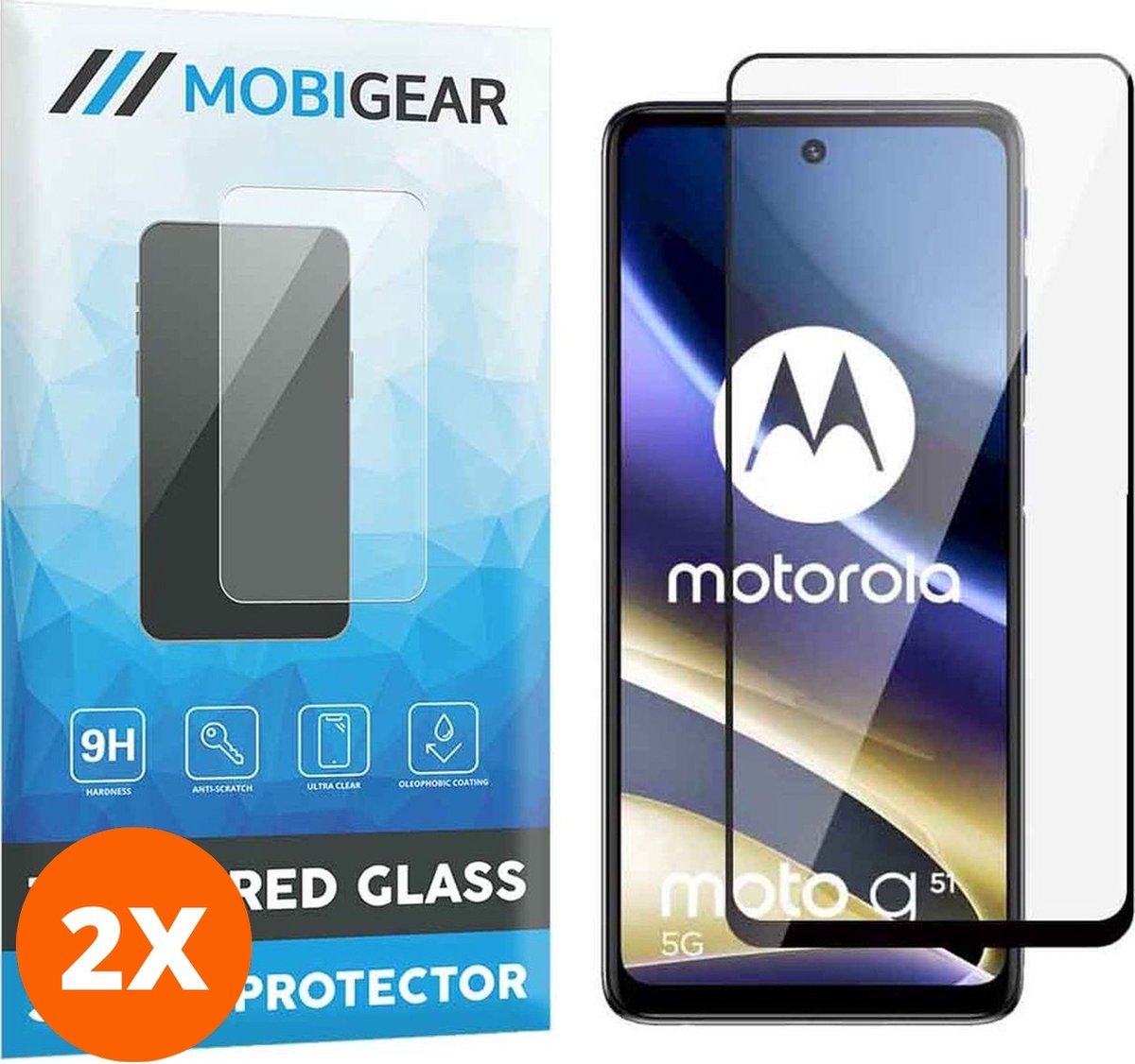 Mobigear Screenprotector geschikt voor Motorola Moto G31 Glazen | Mobigear Premium Screenprotector - Case Friendly - Zwart (2-Pack)