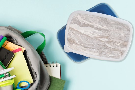 Lunch box Blauw - Lunch box - Boîte à pain - Marbre - Pierres - Rose - Texture - 18x12x6 cm - Enfants - Garçon