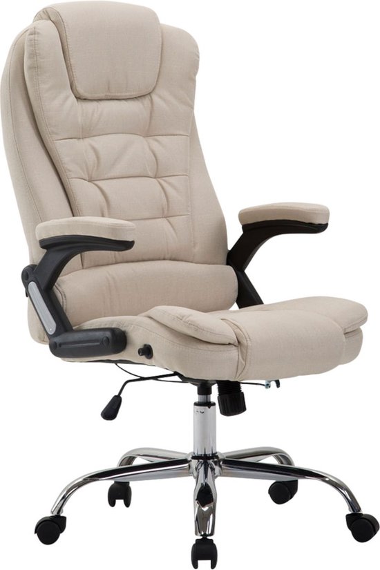 Chaise de bureau Premium Tina XL - Tissu - Crème - Sur roulettes - Chaise de bureau ergonomique - Pour adultes - Réglable en hauteur - Cadeau fête des mères