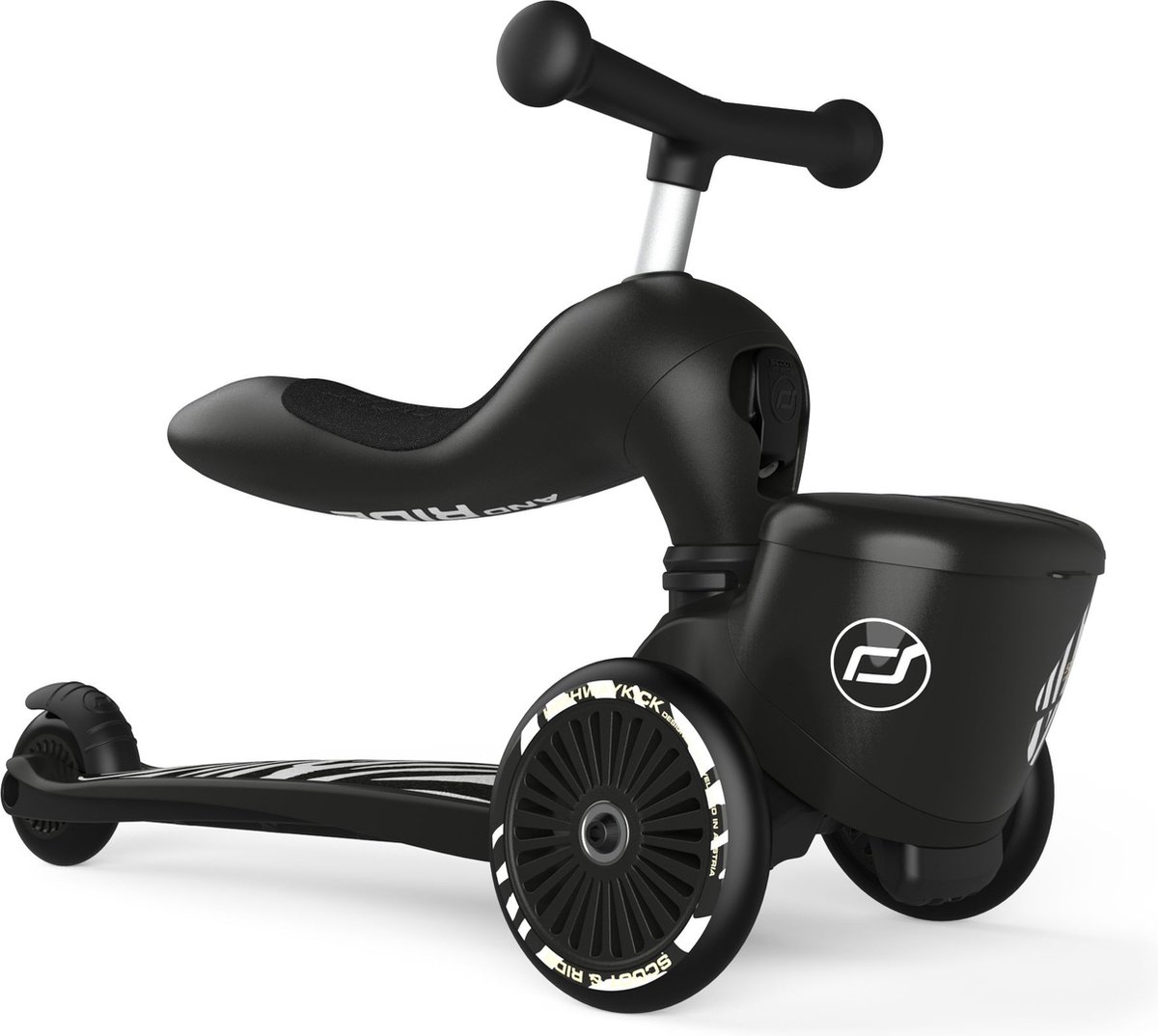 Scoot & Ride Highwaykick 1 Scooter met zitting, 2-in-1 kickboard met zitting, in hoogte verstelbare zitting en stuur (olijf