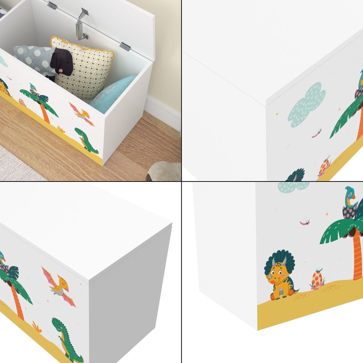Speelgoeddoos Berniece - Doos voor speelgoed - 40x60x30 cm - dinosaurusmotief - voor jongens - voor meisjes