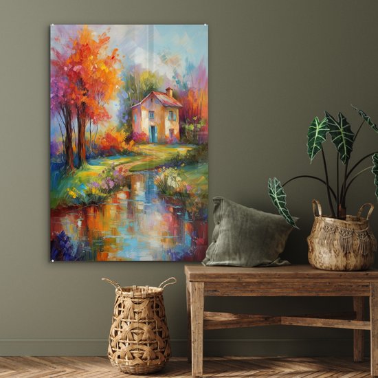 MuchoWow® Peinture sur Verre - Paysage - Coloré - Peinture à l'Huile - Art - 60x90 cm - Peintures sur Verre Acrylique - Photo sur Glas