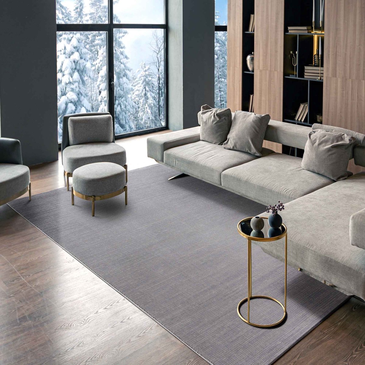 flycarpets Eleganza Modern Laagpolig Gestreept Vloerkleed - Lichtgrijs - 160x230 cm