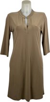 Angelle Milan - Vêtements de voyage pour femme - Robe unie beige foncé - Respirante - Infroissable - Robe durable - En 5 tailles - Taille L