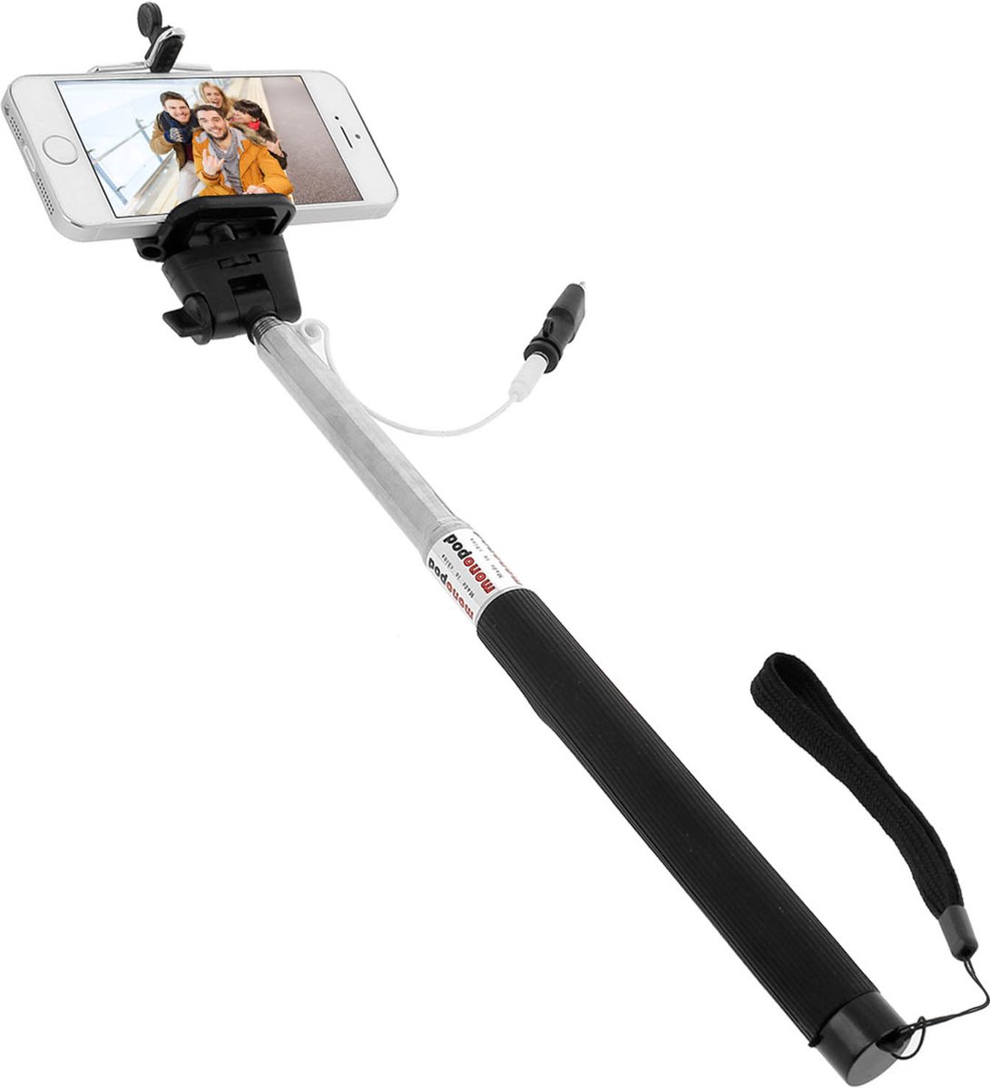 Selfie Stick Geschikt voor Apple iPhone Lightning Telescopisch Uitschuifbaar 1m Draaibaar - Zilver