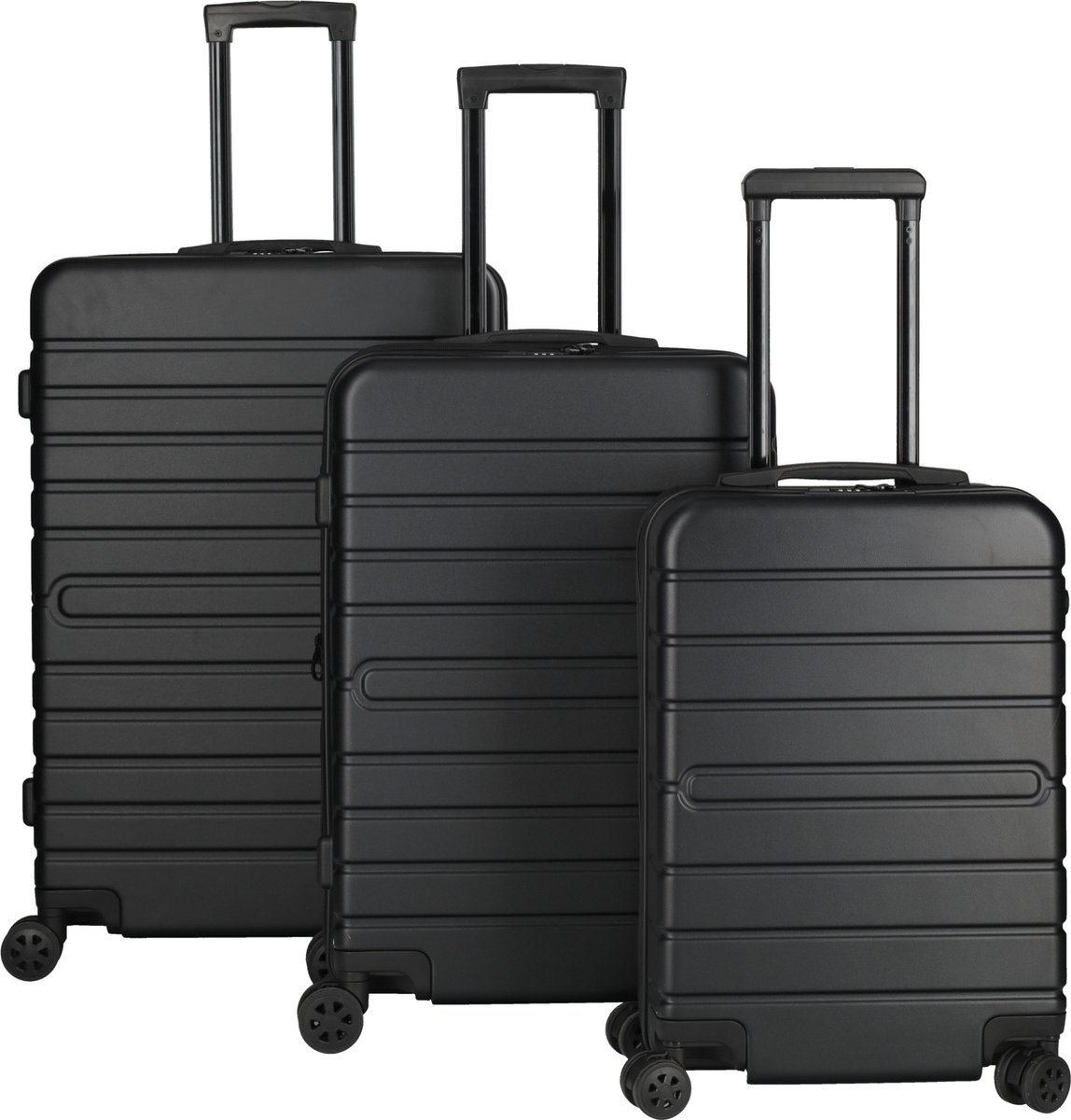 R-Way Premium 3-delige reiskofferset zwart (Handbagage met USB)