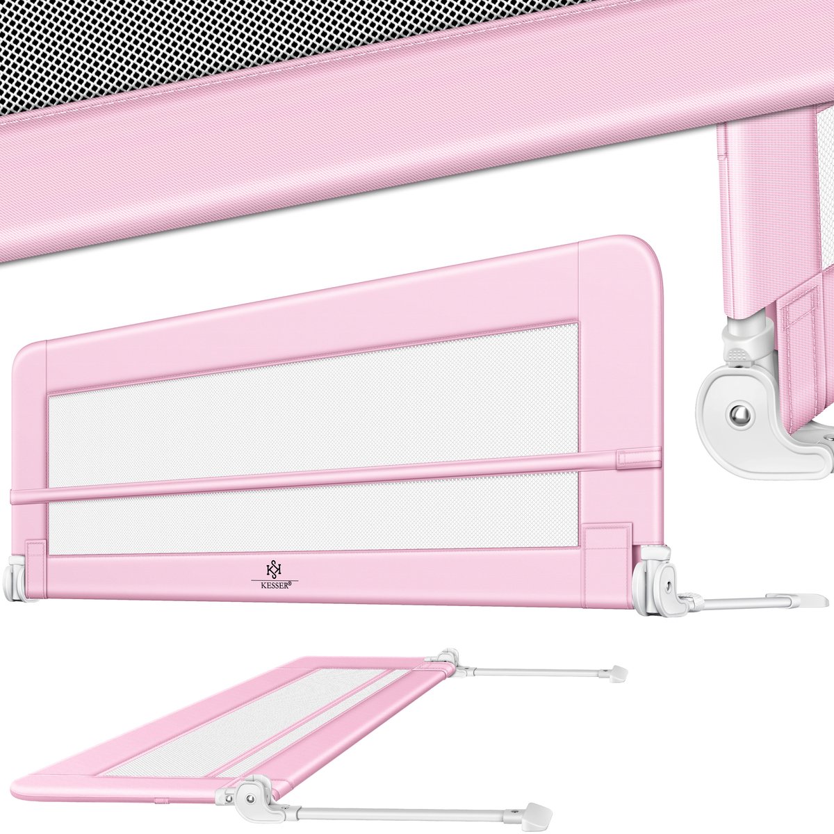 KESSER® bedhekje - Kinderbedhek - Bedhek - Babybedhek Valbeveiligingsbed voor Bed & boxspring - 100 cm, Roze