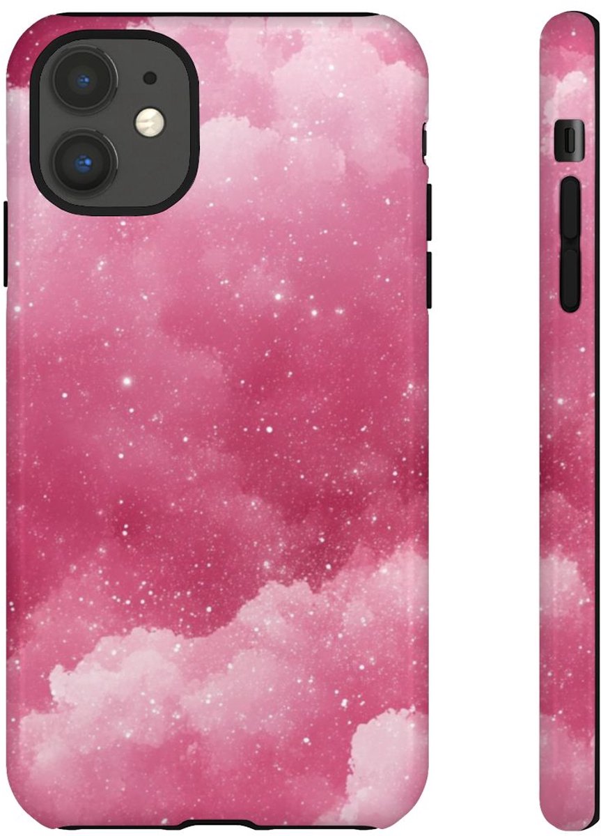 Roze Glitterwolkenpatroon – Telefoonhoesje Geschikt voor iPhone 11