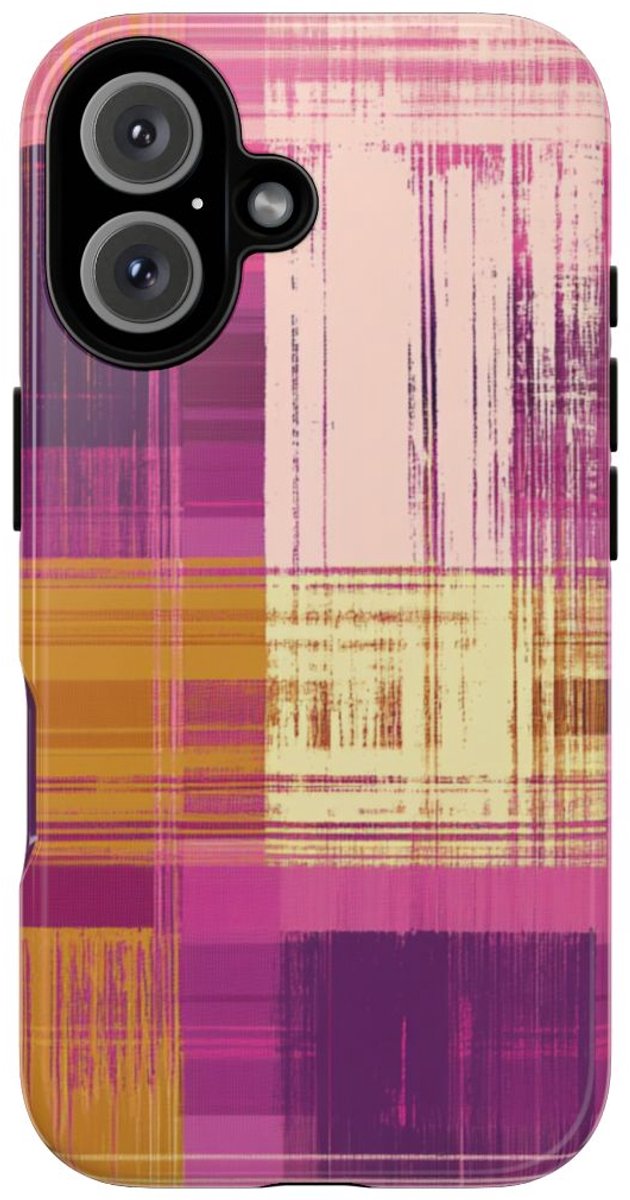 Abstract Paars-Gouden Ruitpatroon – Telefoonhoesje Geschikt voor iPhone 16