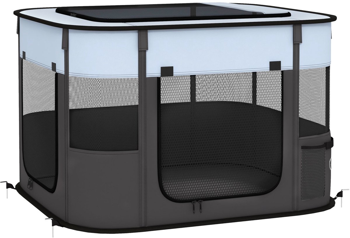 Merax Puppyren Opvouwbaar Voor Binnen En Buiten Ademend Polyester Lichtgrijs 74x60x45 cm