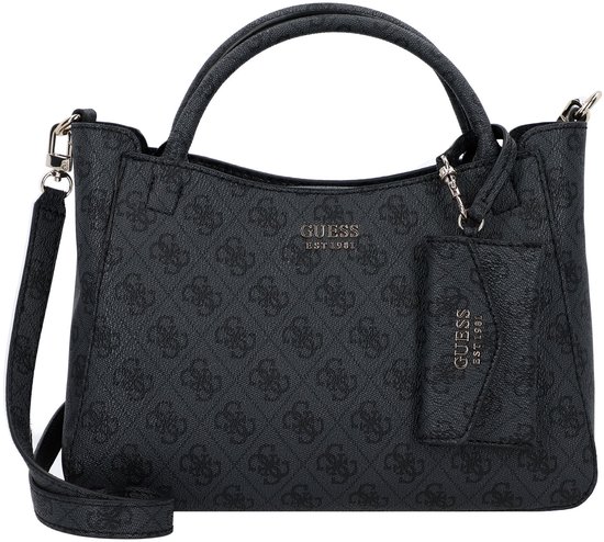 GUESS Sac à main Sac à épaule bandoulière Brenton Girlfriend Satchel Coal Logo Gris foncé