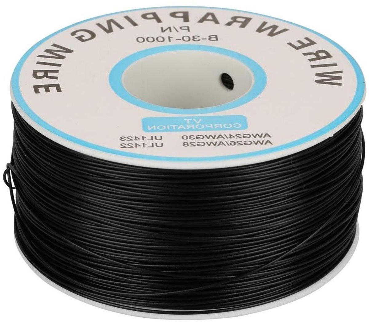 Allecto Plus - Elektrische kabel 1 Rol Draadomhulling Enkele Koperdraad Streng 30AWG Kabel 0.25mm Kern Diameter (Zwart) Draad en Kabel