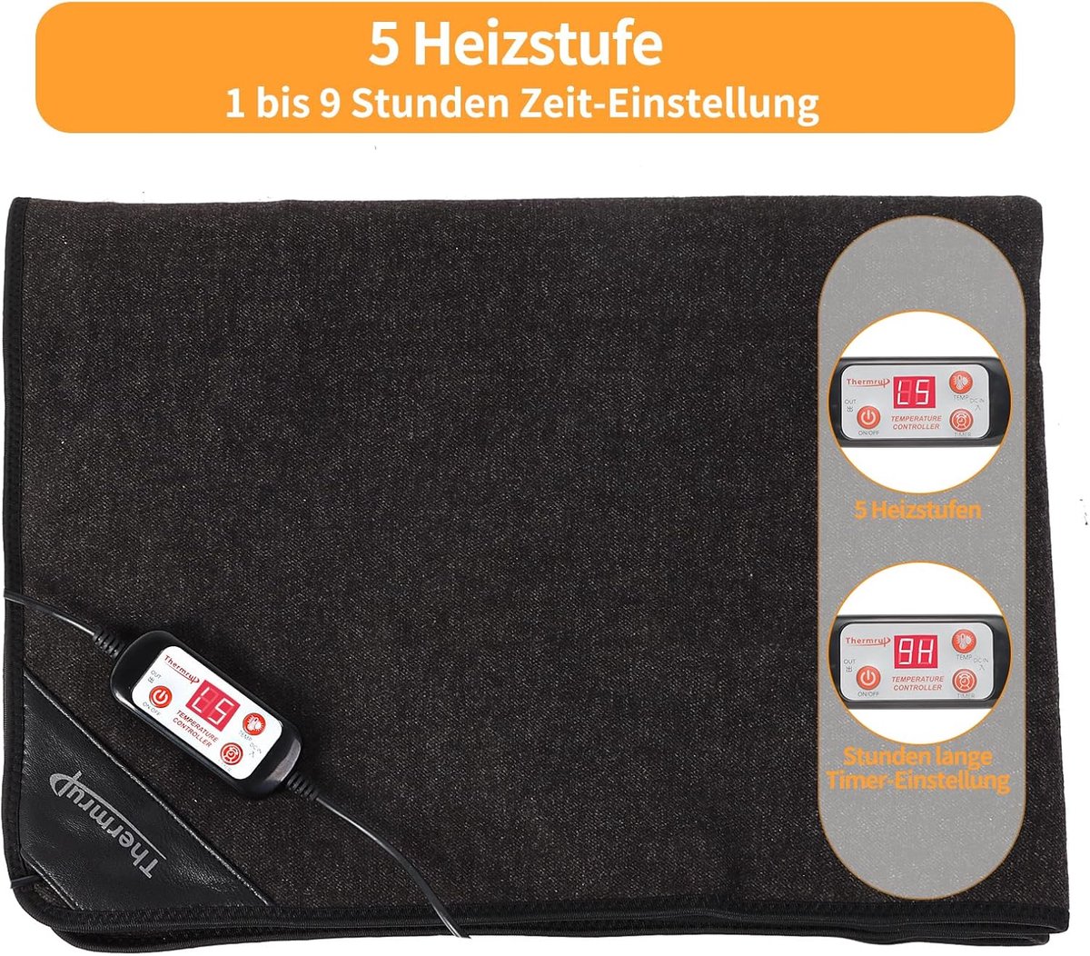 RFWR® Infrarood verwarmingskussen 60 x 80 cm met verstelbare verwarmingsstanden