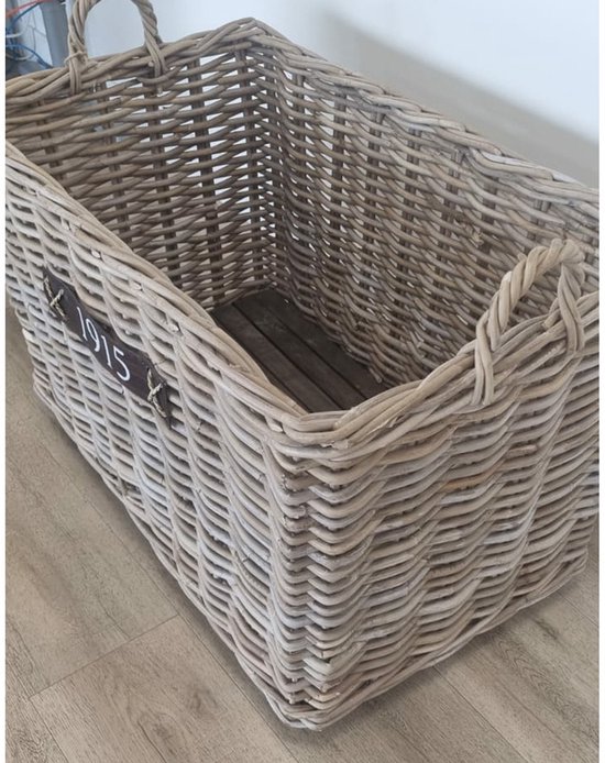 Grand Panier En Osier Sur Roulettes – 76x55x53 Cm – Rangement Vintage