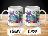 Bloemrijke Pijlstaartrog Mok, Tropische Bloemen, Oceaan Dier, Unieke Koffie Mok, Nieuwe Thee Mok, Cadeau Ideeen, Valentijnsdag