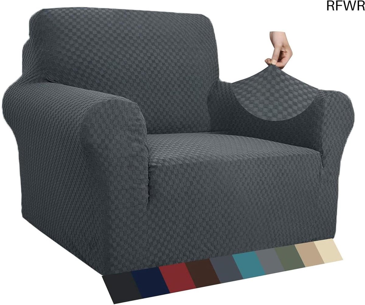 RFWR Jacquard Stoelhoes voor Woonkamer - Super Stretch Antislip Stoelcover Grijs